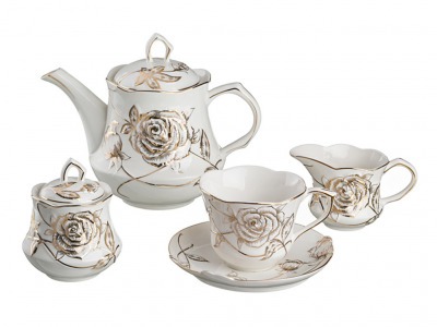 Чайный сервиз на 6 персон 15 пр."софия: золотая роза" 1000/200 мл. Porcelain Manufacturing (418-039) 