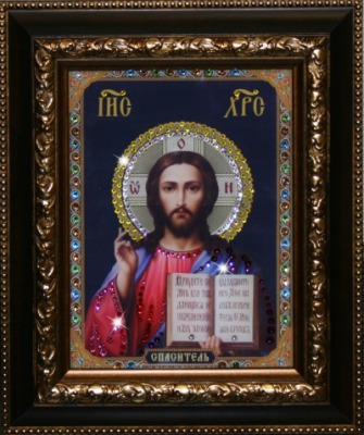 Икона Христос Спаситель с кристаллами Swarovski (1372)
