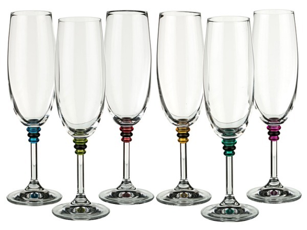 Набор бокалов для шампанского из 6 шт. "оливия микс" 190 мл. высота=21,5 см. Crystalex Cz (674-363) 
