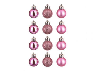 Набор шаров из 12 шт. диаметр=3 см. розовый блест/матовый/глиттер Polite Crafts&gifts (858-005) 