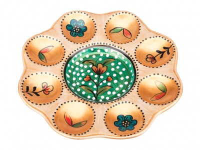 Тарелка для яиц "русские узоры" диаметр=19 см.ручная роспись Hangzhou Jinding (151-036) 