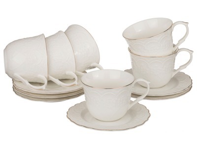 Чайный набор на 6 персон 12 пр. 250 мл. Porcelain Manufacturing (361-030) 
