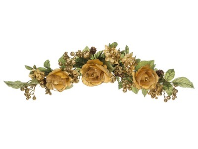 Каминное украшение розы/гортензии/ягоды золото длина=50 см. Huajing Plastic (864-031) 