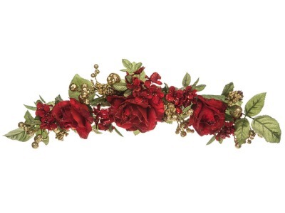 Каминное украшение розы/гортензии/ягоды красный длина=50 см. Huajing Plastic (864-032) 