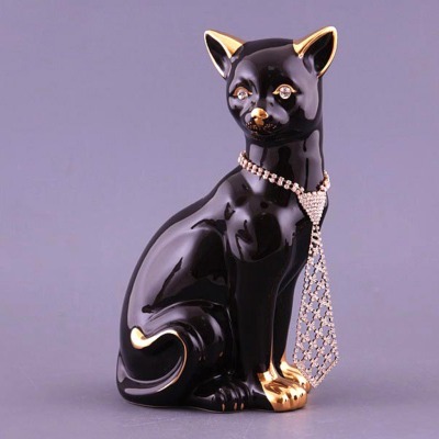 Фигурка "кошка черная с галстуком" высота=25,5 см. Hangzhou Jinding (456-901) 