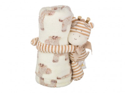 Плед с игрушкой "полосатый жирафик" 100*75 см., игрушка высота=13 см. Gree Textile (851-012) 