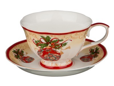 Чайный набор на 1 персону "с новым годом" 2пр. 220мл. Porcelain Manufacturing (779-103) 
