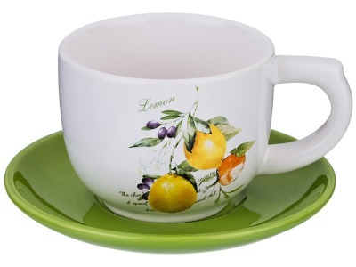 Чашка с блюдцем "итальянские лимоны" 210 мл. Lefard (230-170)