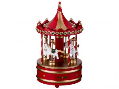 Декоративное изделие"карусель с лошадками " красная  диаметр=12 см. высота=23 см. Polite Crafts&gifts (102-520) 