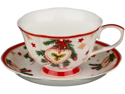 Чайный набор на 1 персону "с новым годом" 2пр. 220мл. Porcelain Manufacturing (779-104) 