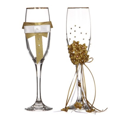 Набор бокалов для шампанского из 2 шт. с золотой каймой 170 мл. (802-510212) 