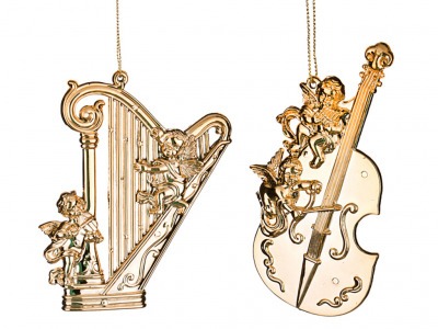 Декоративное изделие "скрипка, арфа с херувимами" золото 5*1 см высота=11 см, в ассортименте Myco International (865-309) 