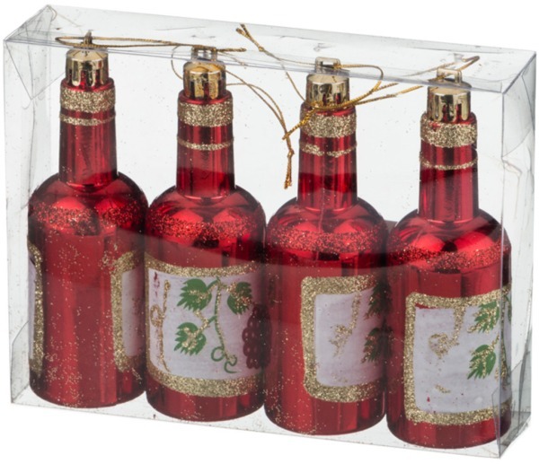 Декоративное изделие:набор бутылочек "вино"из 4 шт. цвет: красный высота=10 см  (кор=160 наб.) Lefard (858-054)
