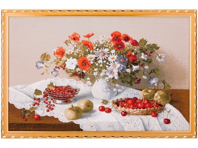 Гобеленовая картина "цветы и ягоды" 56*37 см. Оптпромторг Ооо (404-548-14) 