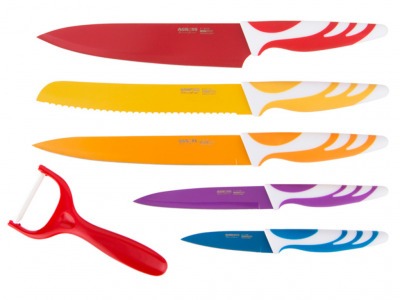 Набор ножей нжс с полимерным покрытием и овощечистка 6 пр. Yangjiang Eka (911-401) 