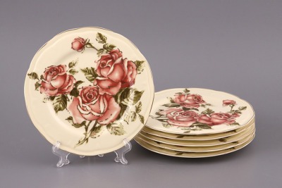 Набор тарелок из 6 шт."корейская роза" диаметр=19 см. Hangzhou Jinding (275-506) 