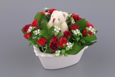 Изделие декоративное "цветы в кашпо" 13*12*12 см. Huajing Plastic (70-312) 