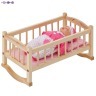 Деревянная кроватка-люлька для кукол, розовый текстиль (PFD116-02)