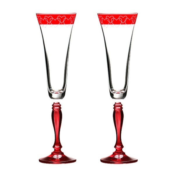 Набор бокалов для шампанского из 2 шт. "love" 180 мл. высота=25 см. (кор=1набор.) Bohemia Crystal (674-111)