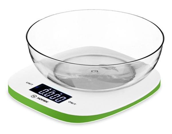 Весы кухонные с чашей ht-962-005, пластик 8*19*19 см. макс. вес=5 кг (кор=12шт.) HOTTEK (962-005)