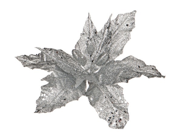 Цветок искусственный "пуансетия" диаметр=25 см. на клипсе. цвет: серебро без упаковки Lefard (241-1703)