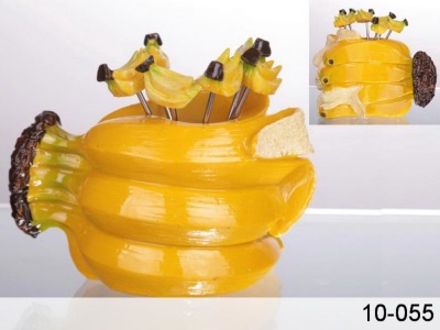 Набор для канапе"банан":подставка + 6 вилочек.высота=6 см длина=9 см Guangzhou Weihong (10-055) 