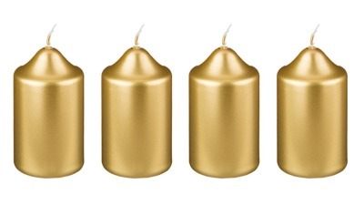 Набор свечей из 4 шт. 8*4 см. золотой металлик Adpal (348-447)