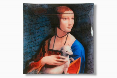 Тарелка квадратная Дама с горностаем  (Л. Да Винчи) Carmani ( CAR198-5101-AL )