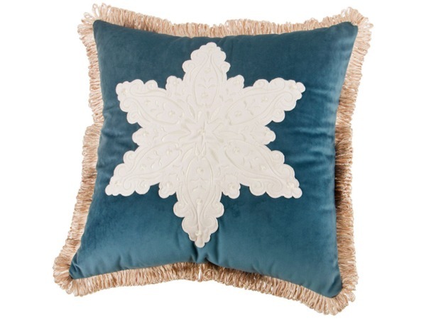 Подушка декоративная 46*46 см, "снежинка" п/э 100%, синяя SANTALINO (850-817-10)