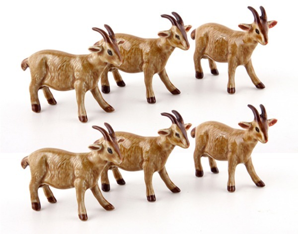 Комплект минискульптур коллекционных из 6 шт "козел" ручная работа высота=6 см. длина=8 см. Kachen (432-350) 