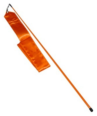 Лента для художественной гимнастики АВ228, 6 м, с палочкой 56 см, оранжевая (117630)