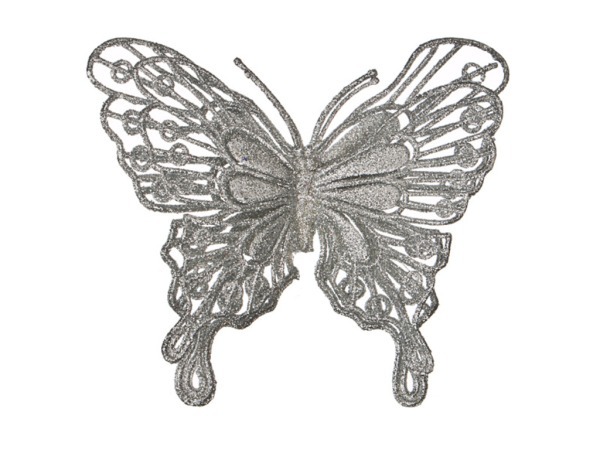 Изделие декоративное "бабочка" на клипсе. длина=12см. серебро (кор=400шт.) Lefard (241-2460)